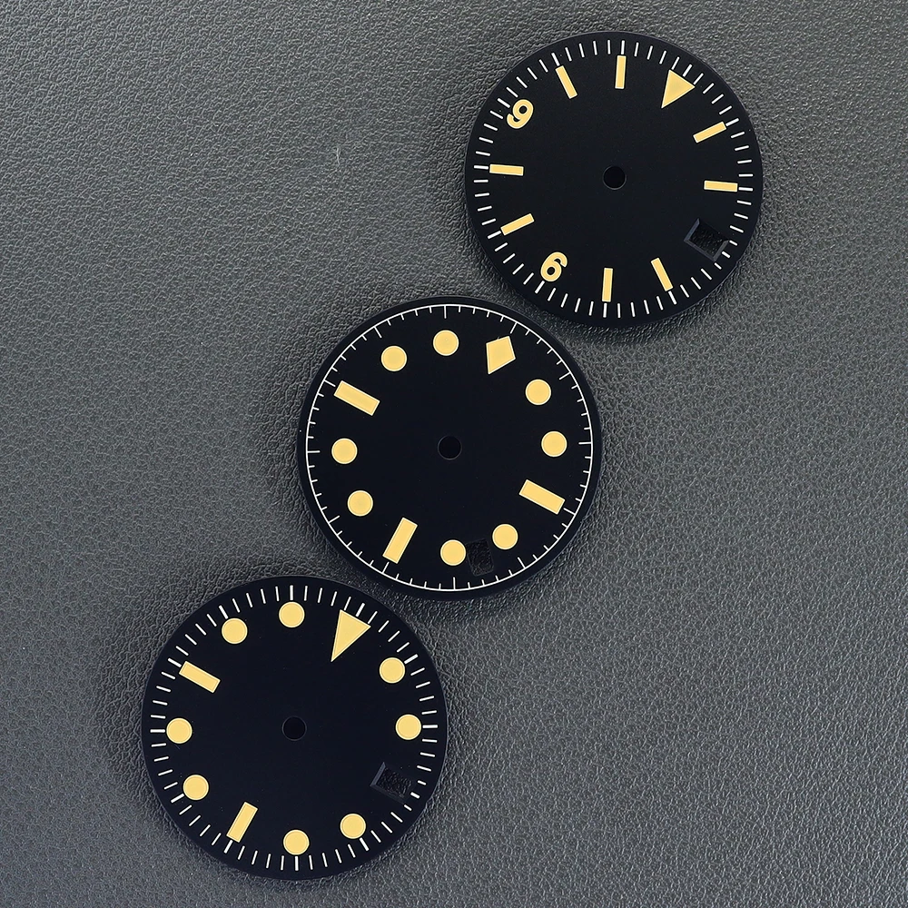 YEJIAOLAN 28.5mm cadran de montre visage Date fenêtre vert lumineux noir pour NH35 NH35A mouvement automatique montre accessoires pièces bricolage