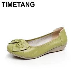 TIMETANG Plus size 34-43 women genuine leather flat shoes woman work shoes newest fashion female casual single shoes women flats