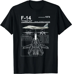 F-14 schemat myśliwiec morskiego Tomcat mężczyźni T-Shirt casualową bawełnianą koszulkę z okrągłym dekoltem