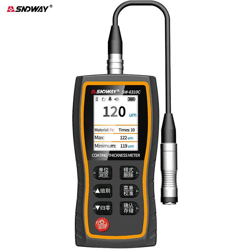 SNDWAY calibro di spessore del rivestimento ad ultrasuoni per auto 0.1um/0-1700 strumenti per misuratore di rivestimento per micrometro per Tester di spessore del Film di vernice per auto