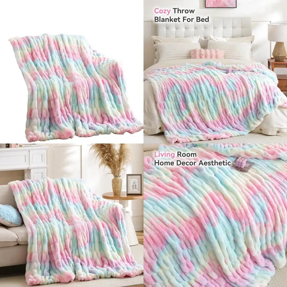 

Уютное плюшевое одеяло с кроличьим мехом, ультрамягкий флис для дивана, кровати, офиса, 60x80