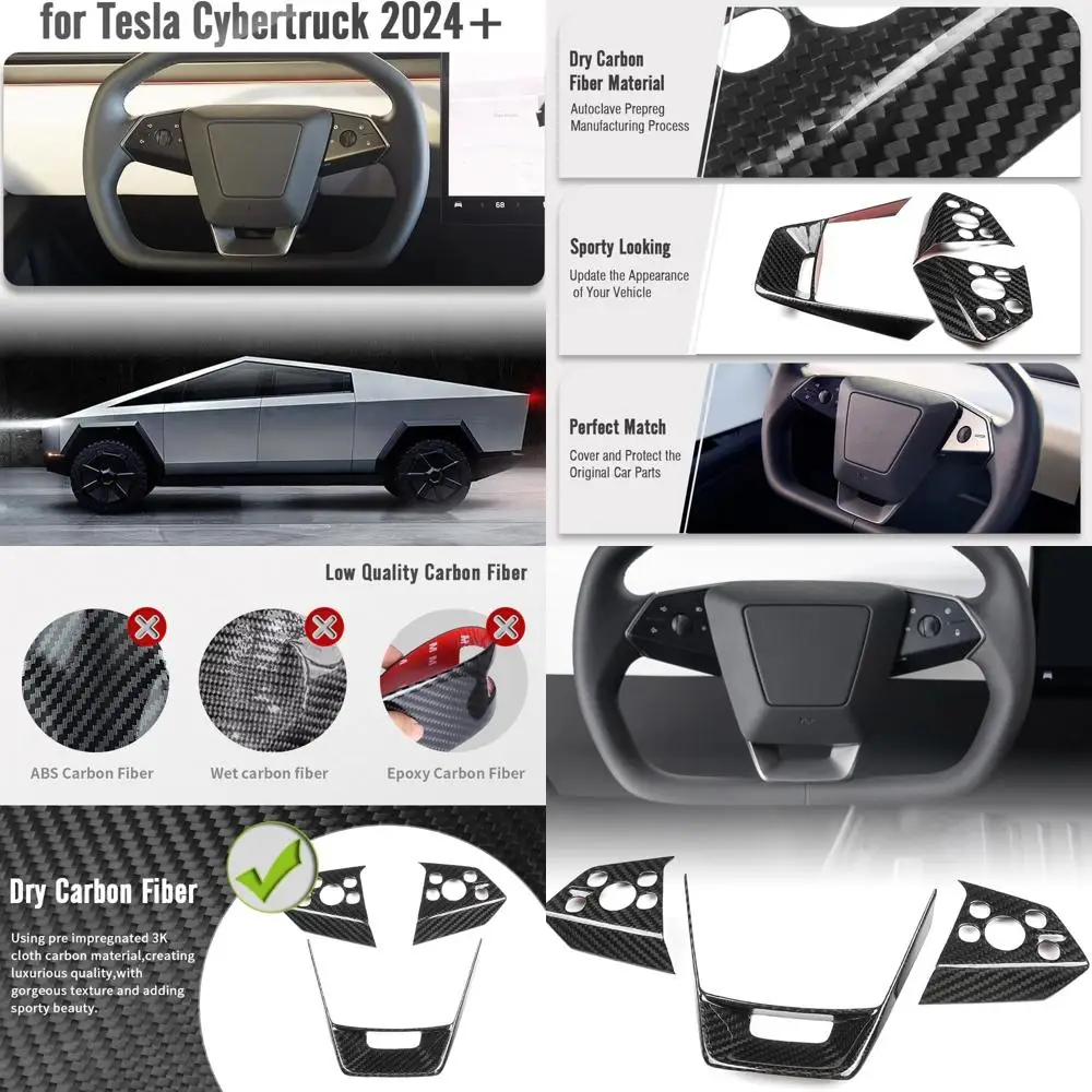 

Накладка на руль для Tesla Cybertruck 2024 2025+, для Cyberbeast, кнопка голосового управления на руле, украшение, карбон F