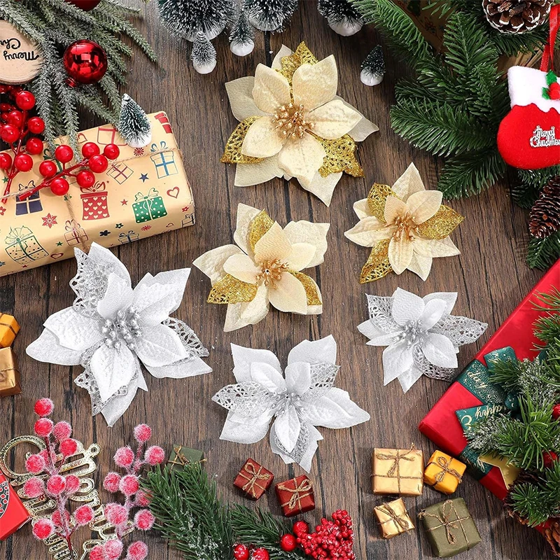 10 Buah Bunga Buatan Berkilau  - Christmas Wreath Fake ulasan dan harga