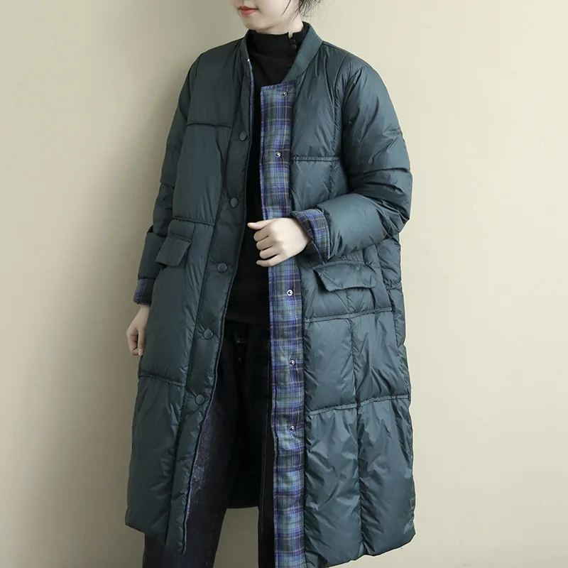 Winter Mode Neue frauen Unten Jacke Lose Pendeln Patchwork Lange Winddicht Unten Jacke