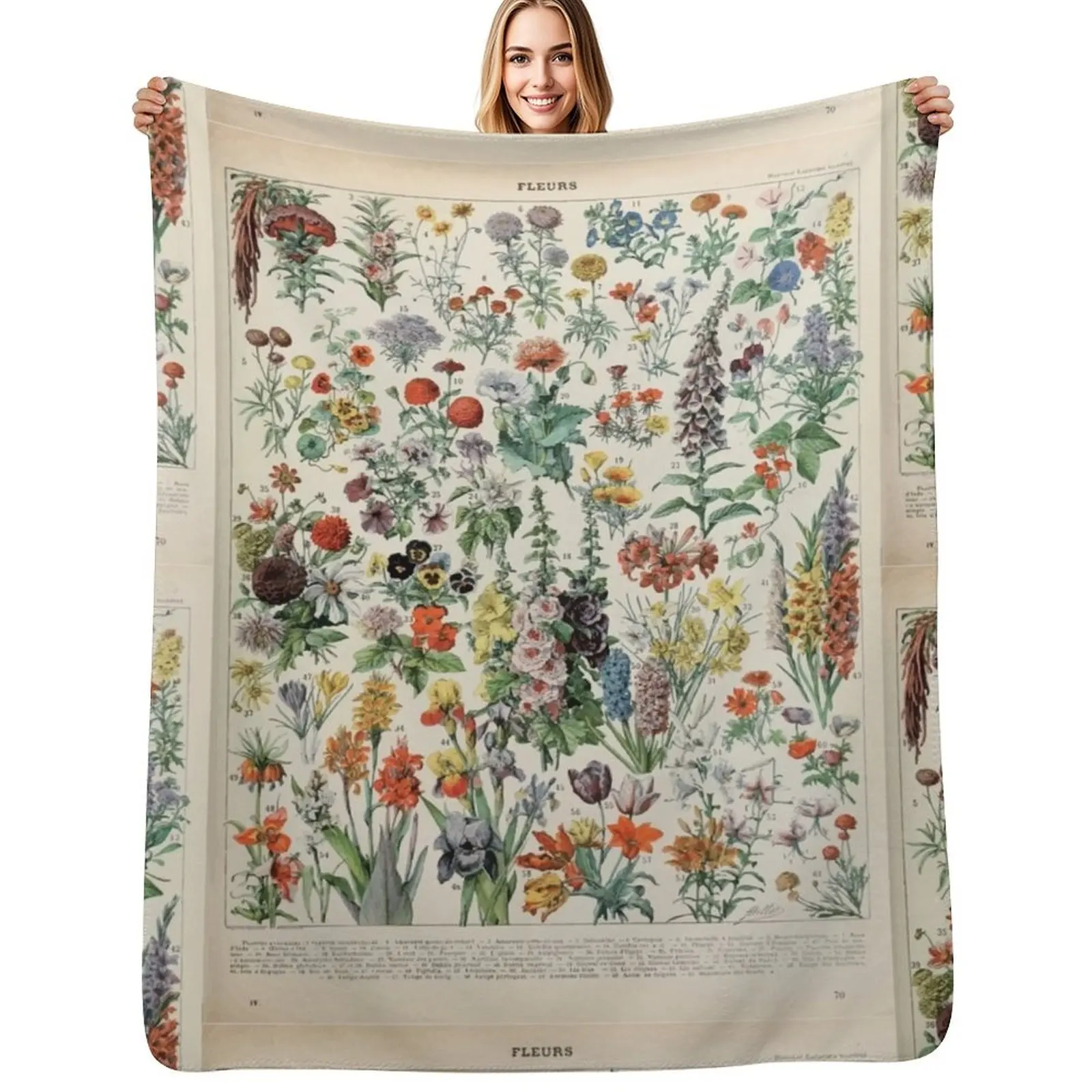 

Adolphe Millot fleurs A Throw Blanket Luxury Brand Decorative Throw wednesday Retros Blankets