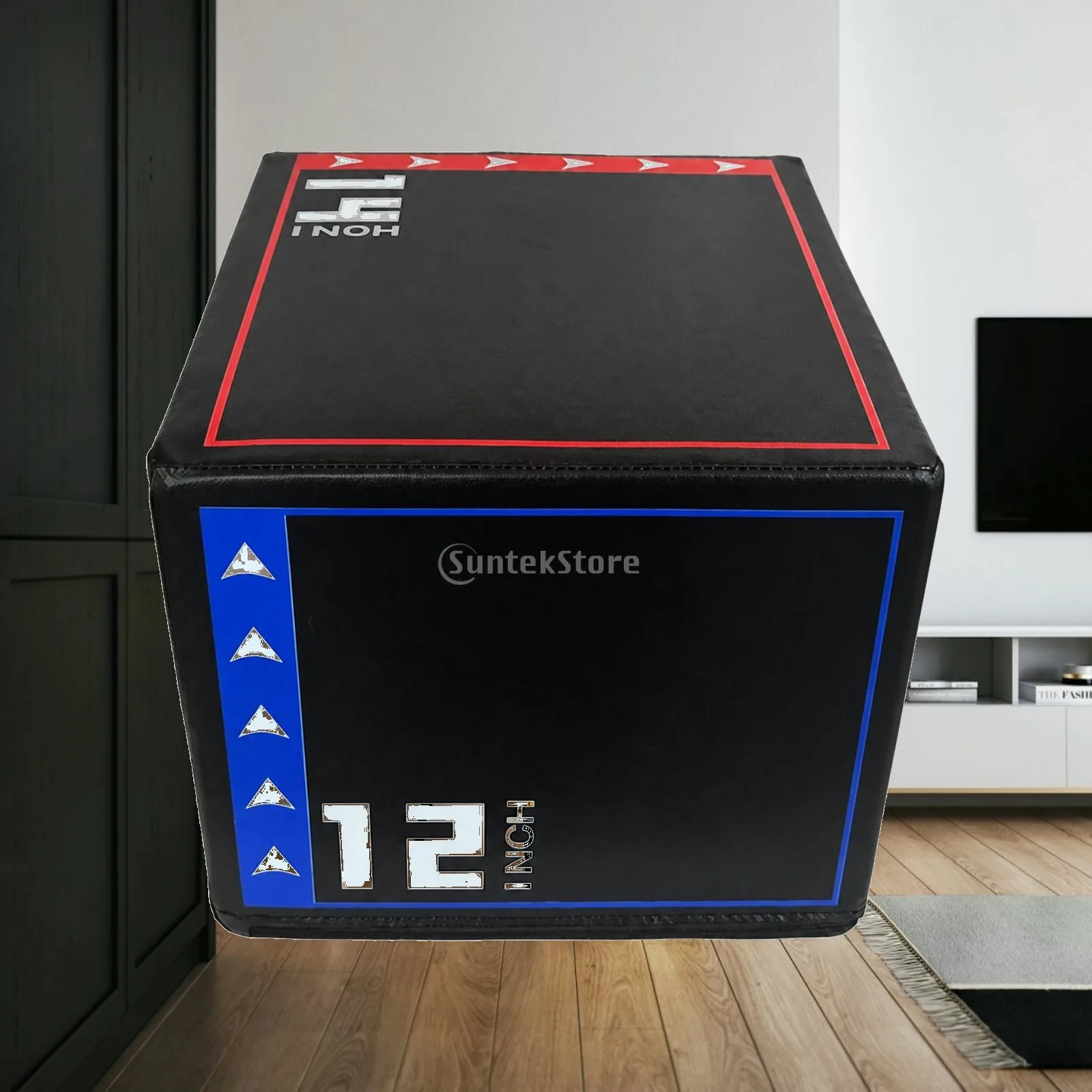 Foam Plyo Box with PVC Cover Firm Rectangular Plyometric Box with Height Markings Fitness Equipment Shock-Absorbing