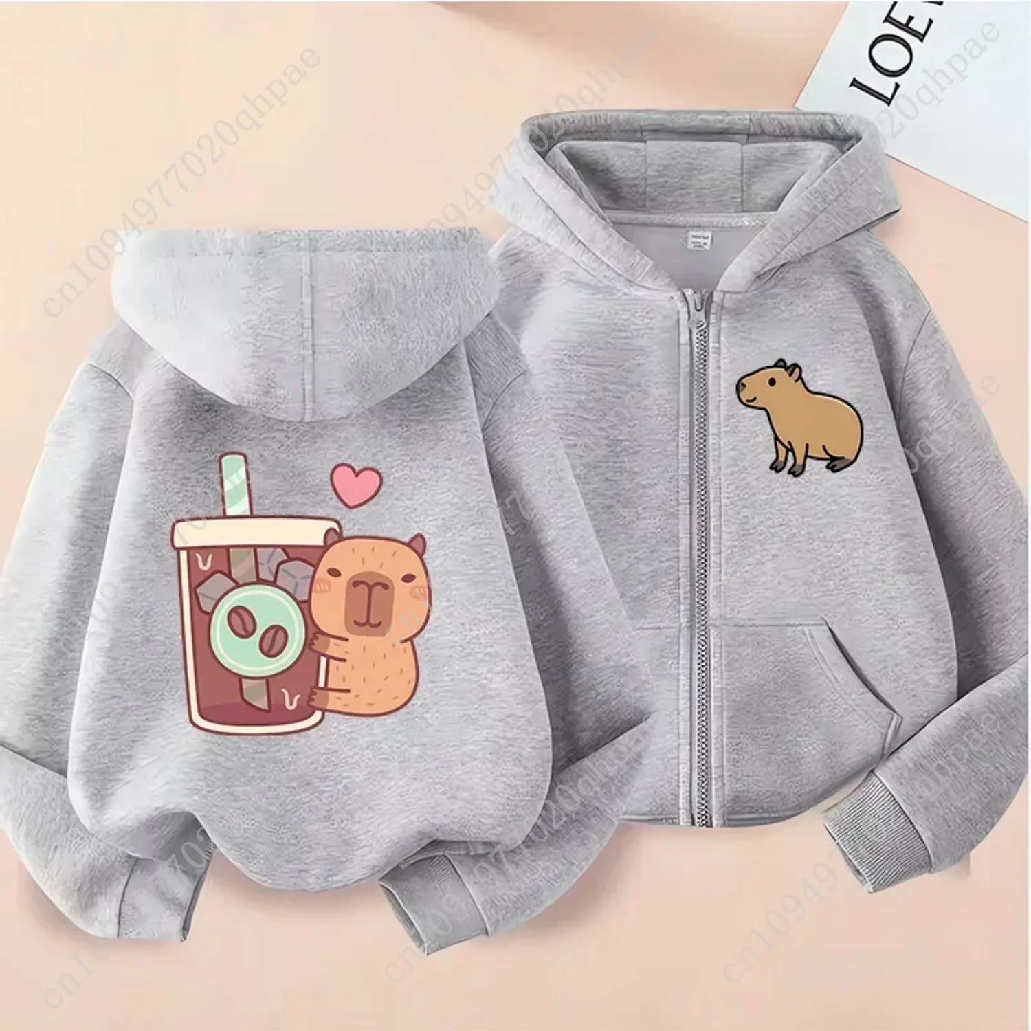 Zip Up Hoodie Kawaii Kids Capybara Children's Hoodie Zipper Children Capibara Sweatshirt Manga Clothes Kid Girl Boy Top Hoody