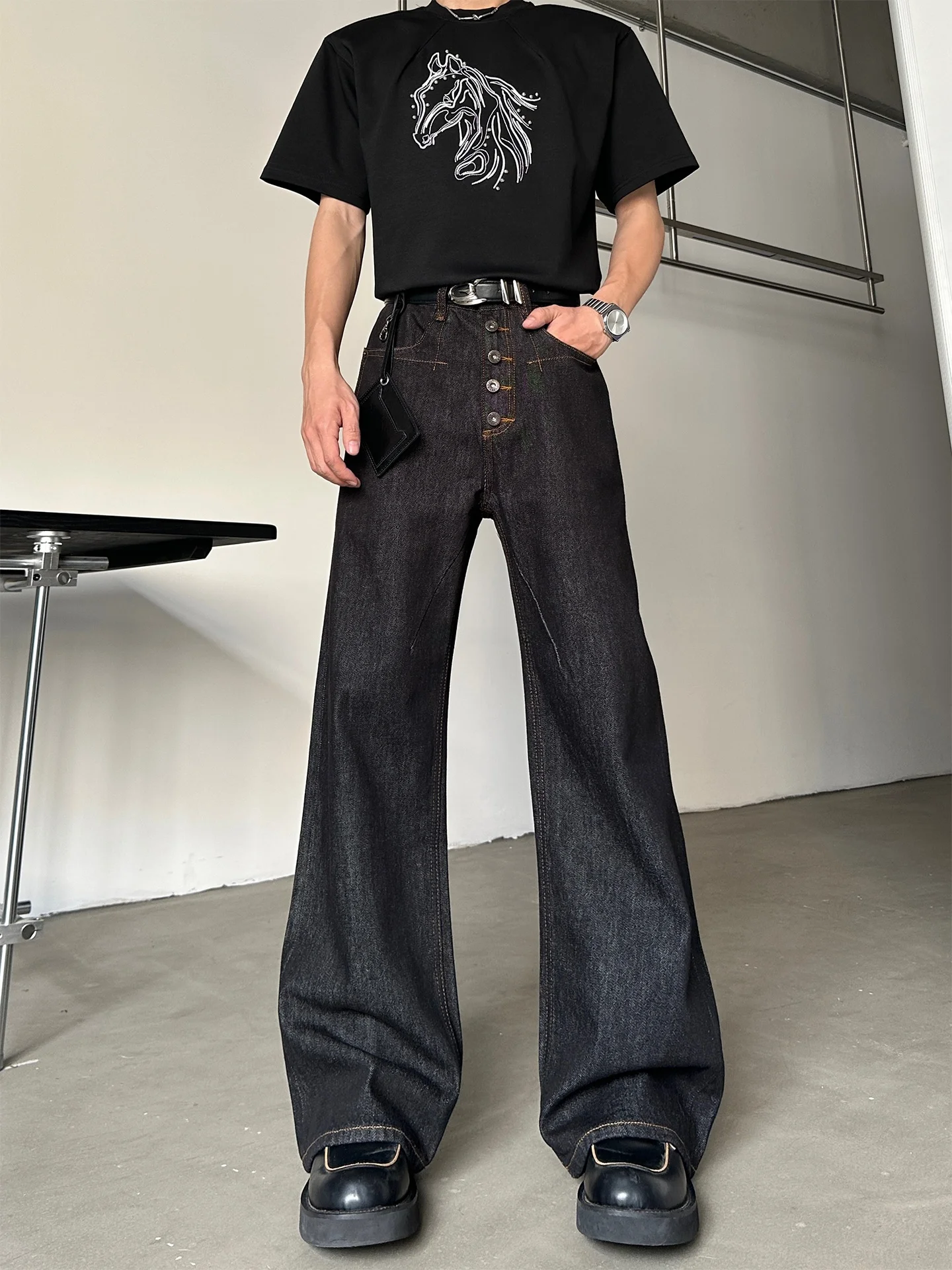 Loose Wide Leg Men's Jeans Mul - Jeans ulasan dan harga