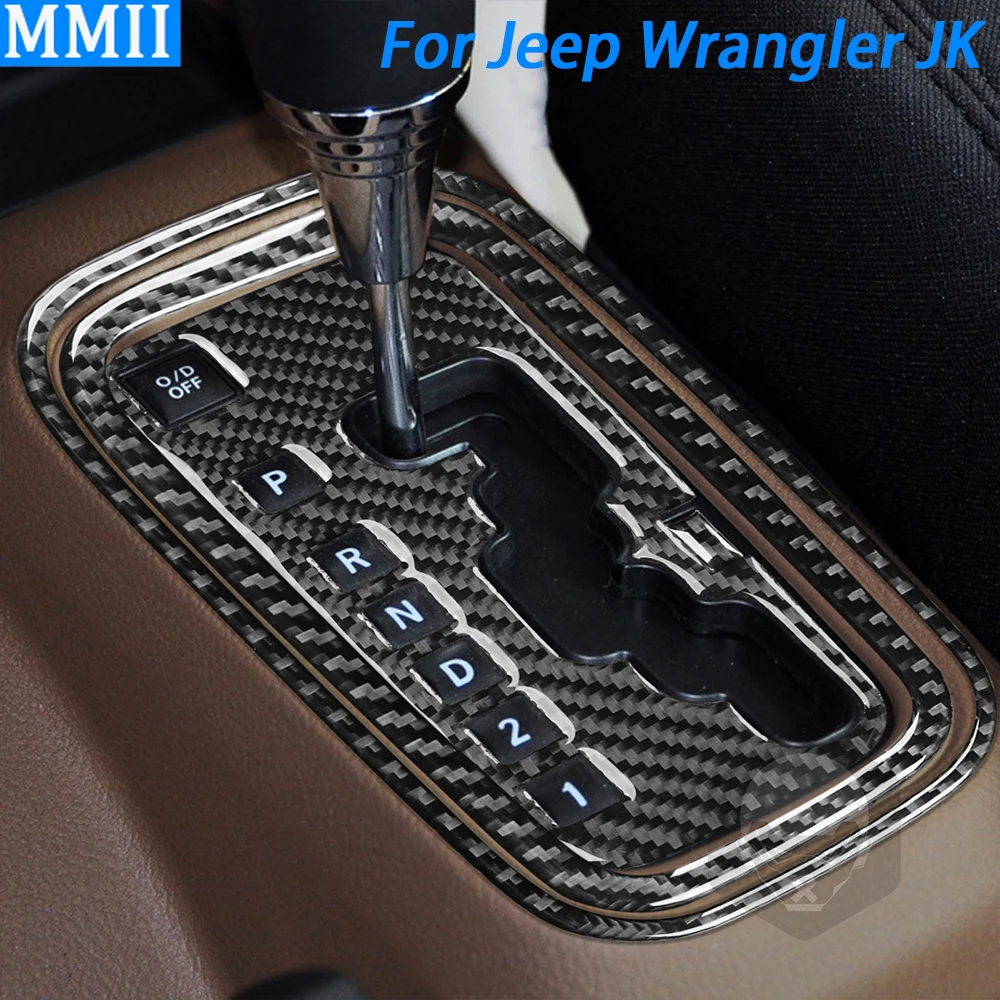 

For Jeep Wrangler JK 2011-2017 Real Carbon Fiber Gear Shift Panel Decorative Cover Car Interior Accessories Decoration Sticker