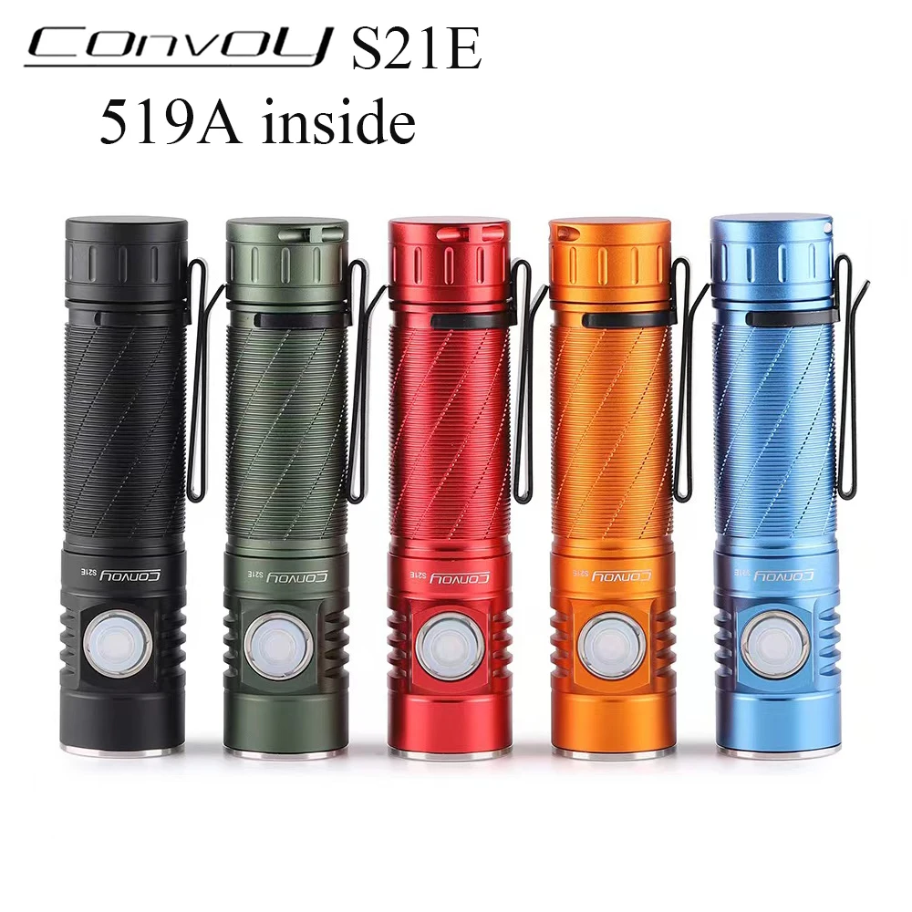 Convoy S21E 519A Flashlight Led Linterna 21700 Torch Camping Lamp Work Light Type-c Charging Port Rechargeable Flash Light