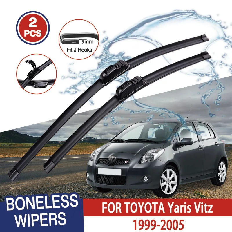 

For Toyota Yaris Vitz MK1 MK2 1999-2005 Car Windshield Wiper U-type Soft Rubber Frameless Bracketless HD Car Wipers 21"+14"