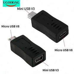 Micro USB Female to Mini USB Male Adapter Charger Converter MiniUSB V3 to MicroUSB V8 Adapter For Mobile Phone Android MP3