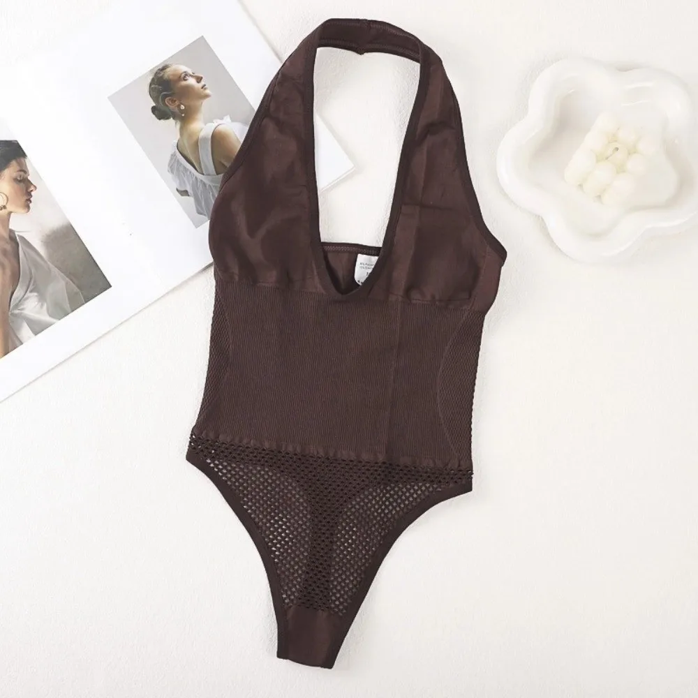 Seamless Halter Bodysuit Shapewear Tummy Control G-string Waist Trainer Belly Contracting Thin Girdle Body Shaping Underwear