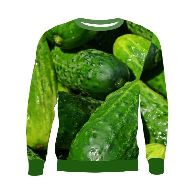 

New 3D Printing Cucumbers Fashion Men Women Tracksuits Crewneck Hip Hop Sweater Plus Size S-7XL Harajuku