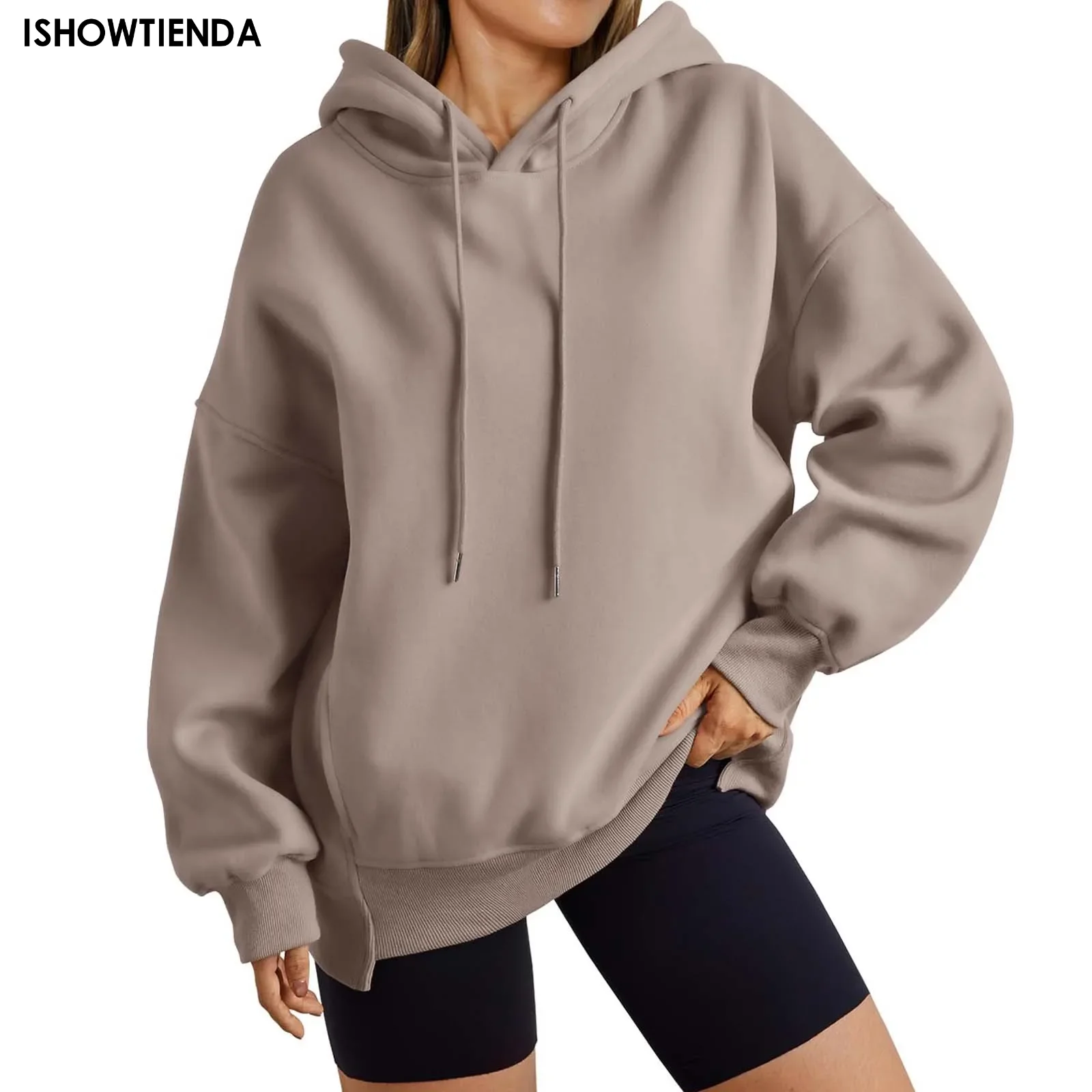 Women's Solid Color Sweatshirts Pocket Hoodies Sports Fitness Sweatshirts Fashionable Casual Pullovers Multi Color Oversized Hoo