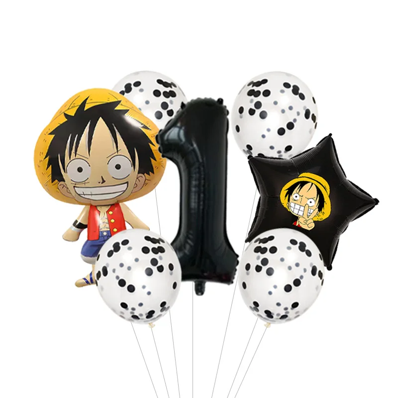 One Piece Three Sword Style Swordsman Themed Balloon Bouquet Foil Mylar with Green Latex for Boys Anime Pirate Birthday