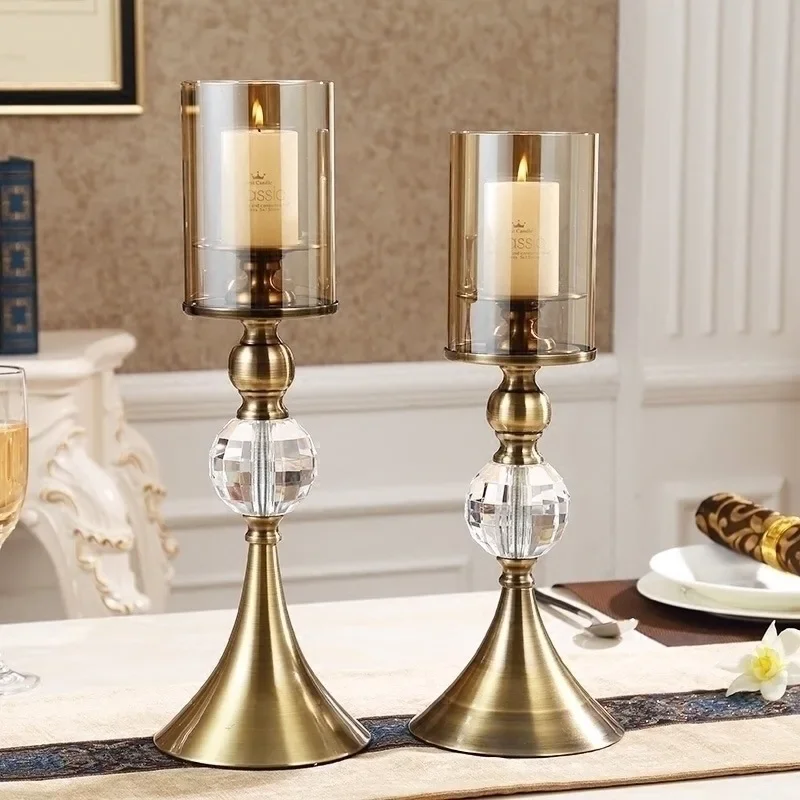 

Candle stick holder Single Candle Holder Romantic Crystals Candlestick Luxury Candle Stand Home Table Decoration