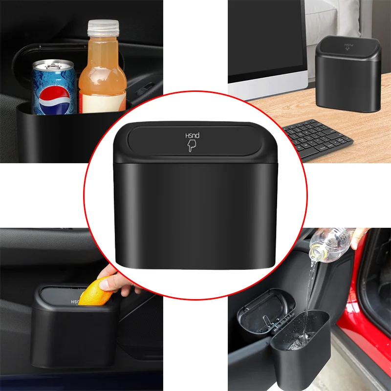 

Hanging Car Trash Can with Lid, Portable Mini Vehicle Garbage Storage Box, Multifunctional Folding Auto Organization Supply