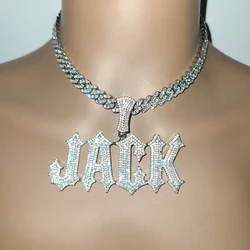 Grandbling Customized Name Necklace AAAAA Zirconia  Iced Out Prong Setting Word  Pendant Personalized Jewelry for Men Women