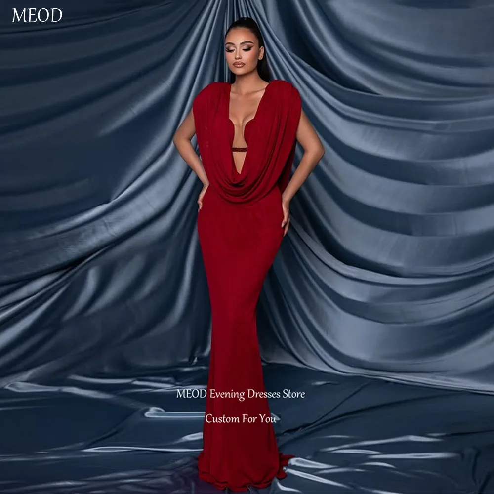 MEOD Sexy Burgunderrote Meerjungfrau-Abendkleider, Vintage, rückenfrei, Robes De Soirée, ärmellos, tiefer V-Ausschnitt, Damen-Abschlussballkleid, individuell gestaltet