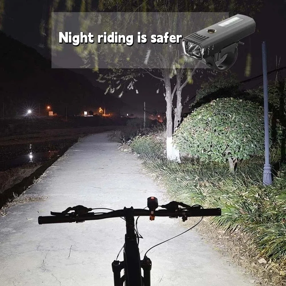 

USB Rechargeable Bike Headlight Anti-splash Water Easy To Install Front Bicycle Lights Adjustable Intelligent Light Sensing