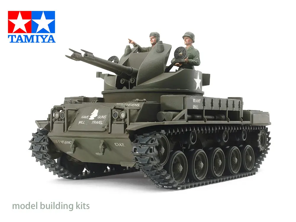 

TAMIYA 35161 1/35 самоходная зенитная пушка M42 Duster (США) (с 3 фигурками) — пластиковый масштабный сборный макет.