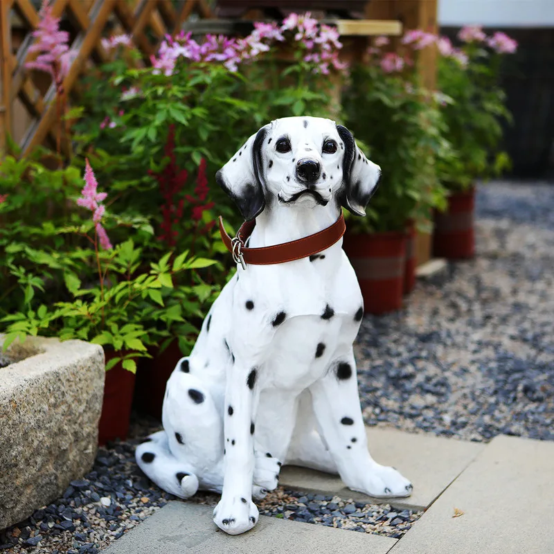 In The Garden Courtyard, A Large Dog Is Placed Decorated with Realistic Animal Ornaments Artificial Animals Angel Dog Statue