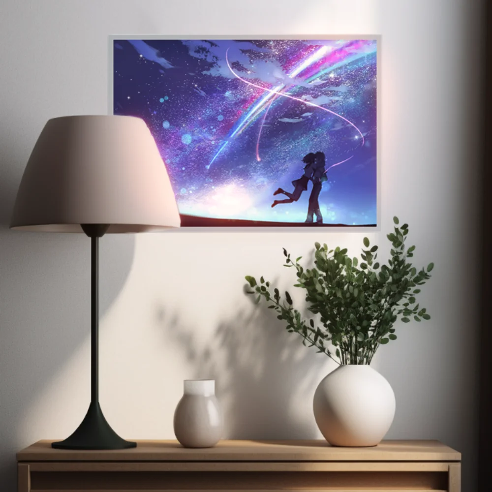 لوحة فنية جدارية متوهجة باسمك - ضوء ليلي LED ثلاثي الأبعاد لديكور غرفة النوم، هدية Kimi no Na wa Lampara de Noche #4