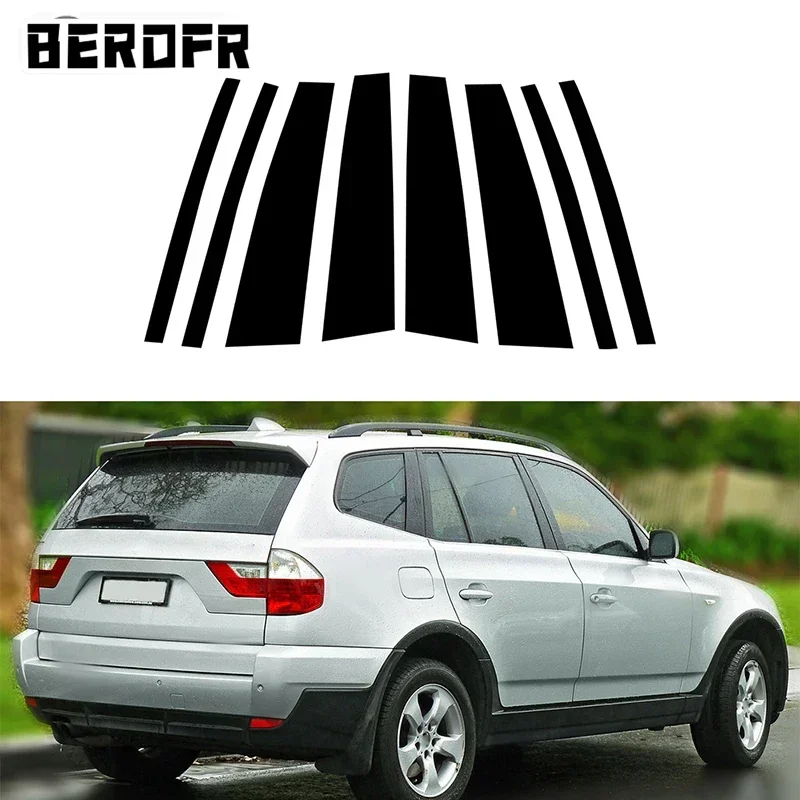 8 قطعة/المجموعة عمود السيارة المشاركات لامعة البيانو الأسود لسيارات BMW X3 2004 2005 2006 2007 2008 2009 2010 نافذة الباب صب غطاء ملصقات
