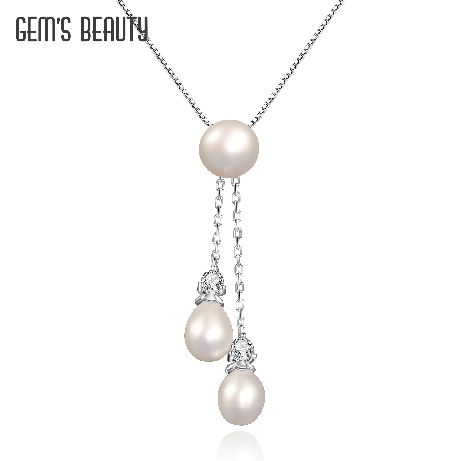 

GEM'S BEAUTY 925 Sterling Silver Pearl Pendant Necklace Perfect Gift Perfect for Important Occasions Jewelry Anniversary Gift