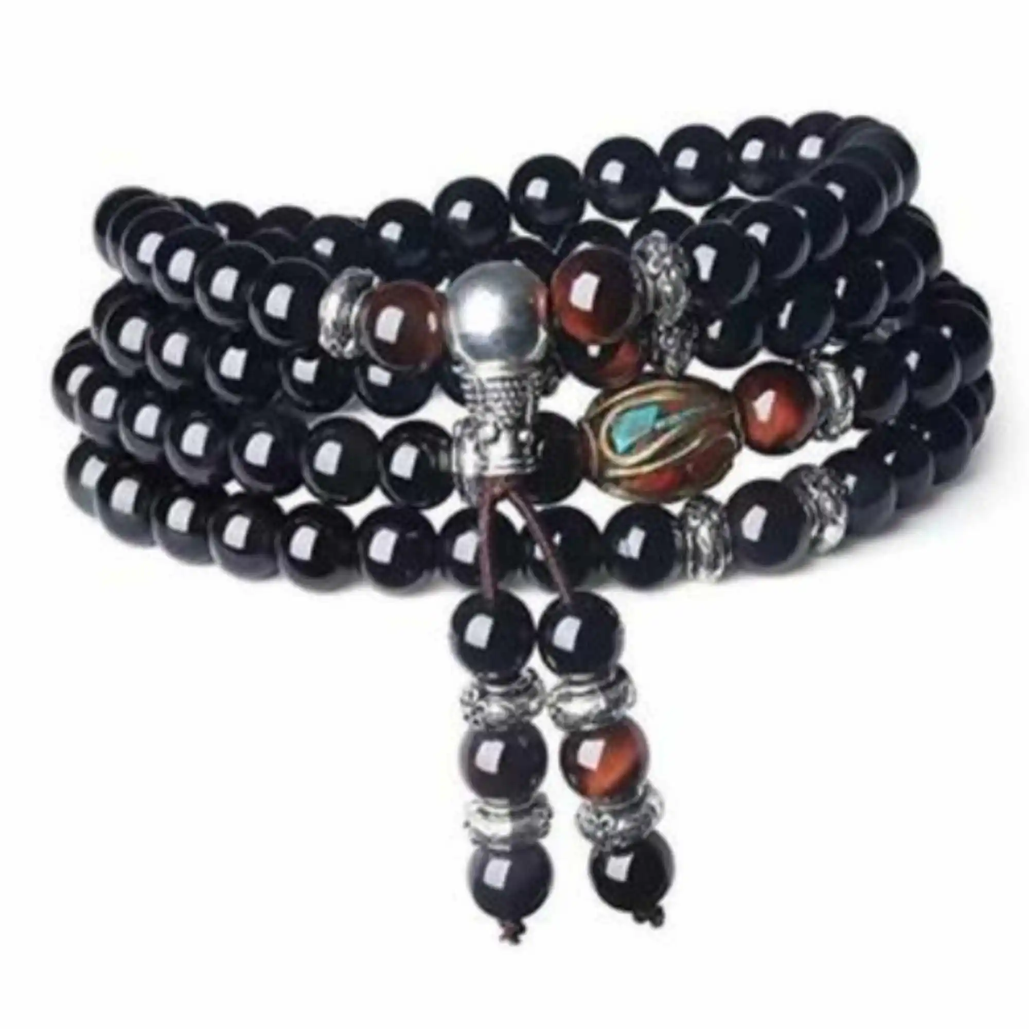 

6mm natural 108 Red Tiger Eye Obsidian Mala Prayer Beads Bracelet Chain Trendy Peace Men Health Women Yoga