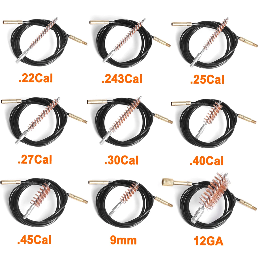 Taktik Silah Delik Temizleme Seti.22.30.45Cal 12GA Tabanca Tüfek Varil Temiz Fırça Dayanıklı Demir Çekme Kablosu Halat Konu 8-32