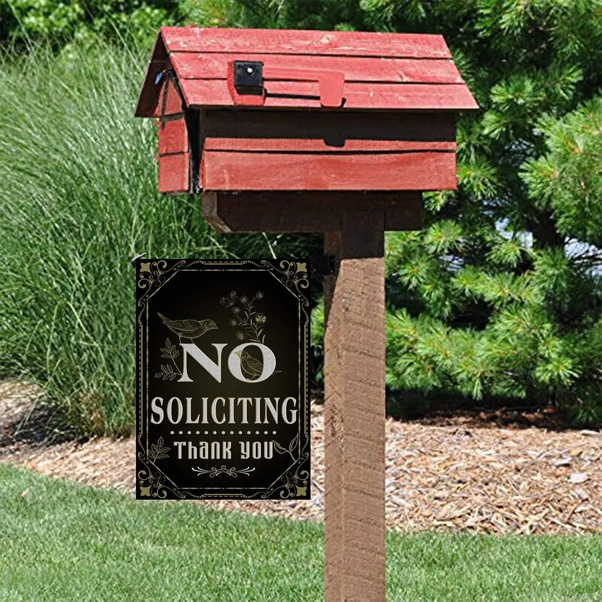 No Soliciting Sign Flag Thank you No Salesmen No Solicitors Garden Flag for House Yard Lawn Ooutdoor Decor 12 x 18 Double Si SSL