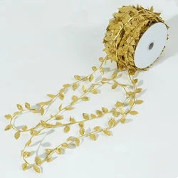 5M Gold Leaves Vine Artificial Silk Leaf Wreath Home Handmade Scrapbooking Craft Wedding Decor Fake Flower Rattan Garland