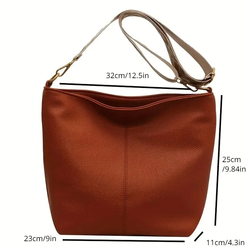 Simple Large-capacity Crossbody Bag Casual Multi-functional Commuter Bag PU Leather Texture Shoulder Bag