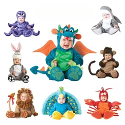 Baby Christmas Holiday Halloween Animals Cosplay Costume Infant Girls Boys Lion Dinosaur Rompers Elk Toddlers New Year Clothes