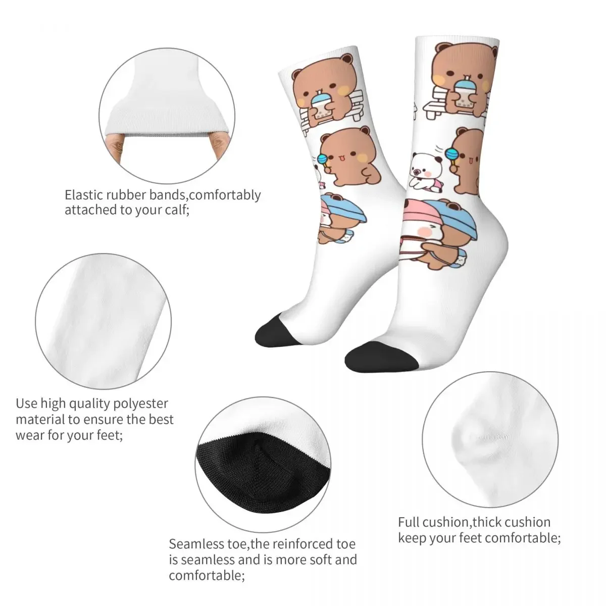 Bubu Dudu Kawaii Accessories Crew Socks Breathable Cute Bear and Panda Cartoon Graphic Middle Tube Socks Cute Wonderful Gifts image 2