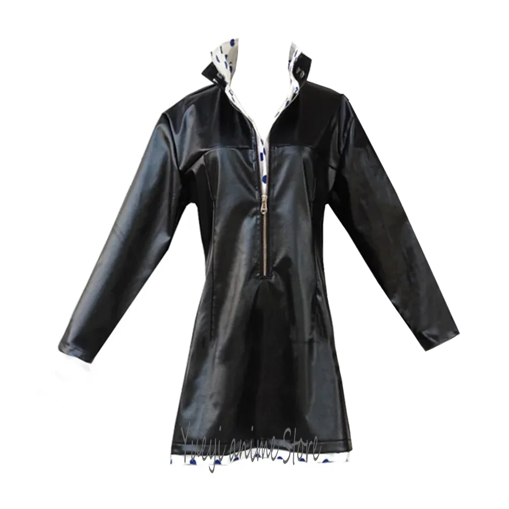 

customized--Women's Cosplay Robin Nico Black Faux Leather Blue Spots Sexy Dresses