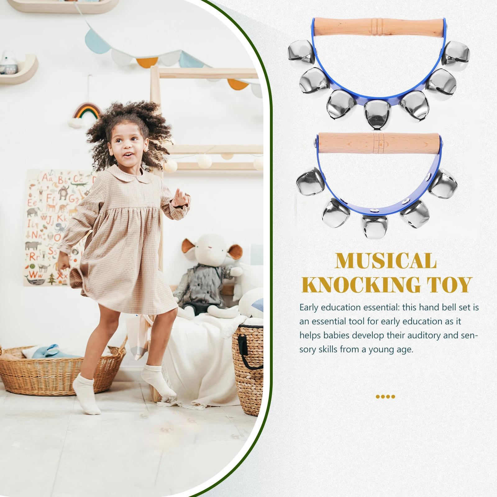 

2 Pcs Hand-ring Teaching Aids Instrument Shaker Bells Percussion Blue Musical Instruments