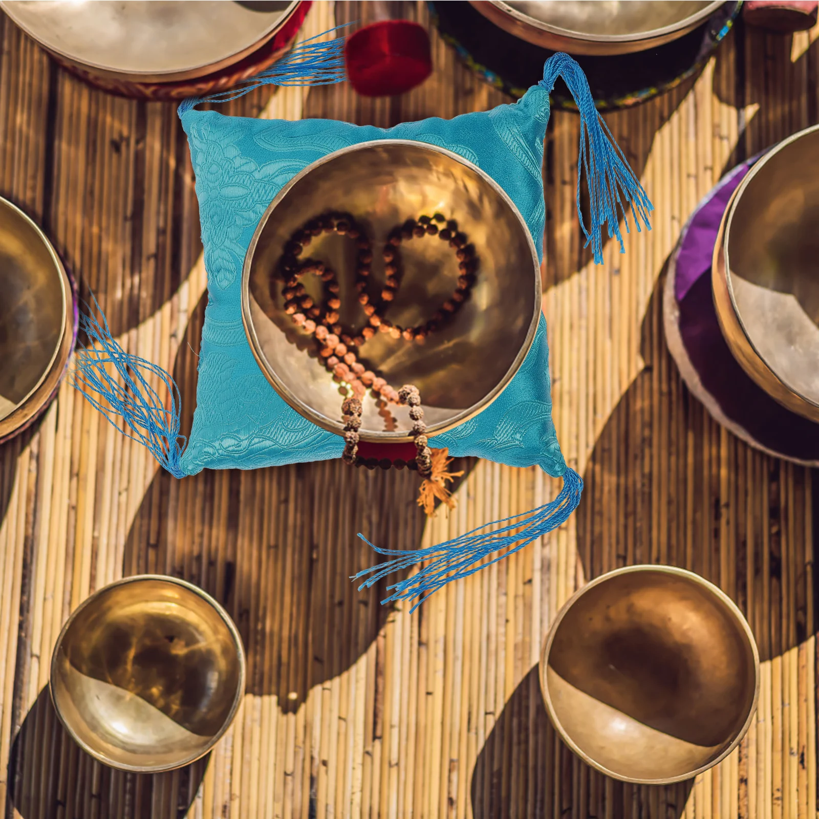 

Buddha Sound Bowl Cushion Pad Root Singing Bowls Nepal Handmade Music Smudging Soft Decorative