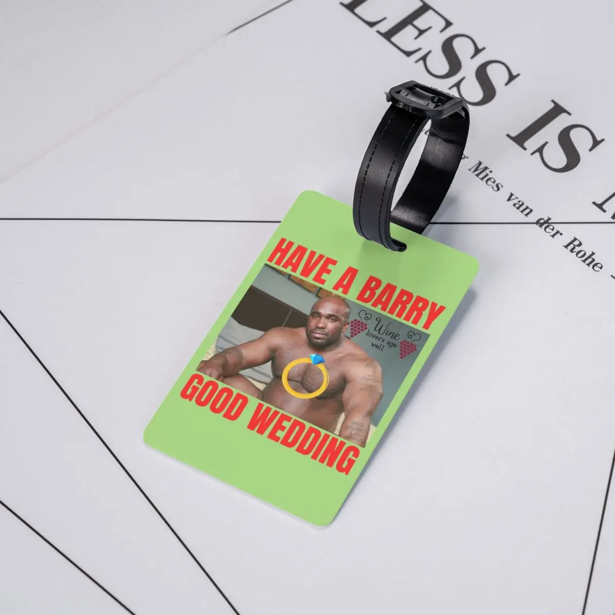 Etiqueta de Equipaje con Diseño de Memes de Hombre Negro con Pene Grande, Accesorios para Maletas, Etiqueta de Identificación para Equipaje de Viaje, Portaetiquetas con Nombre, Dirección y Identificación