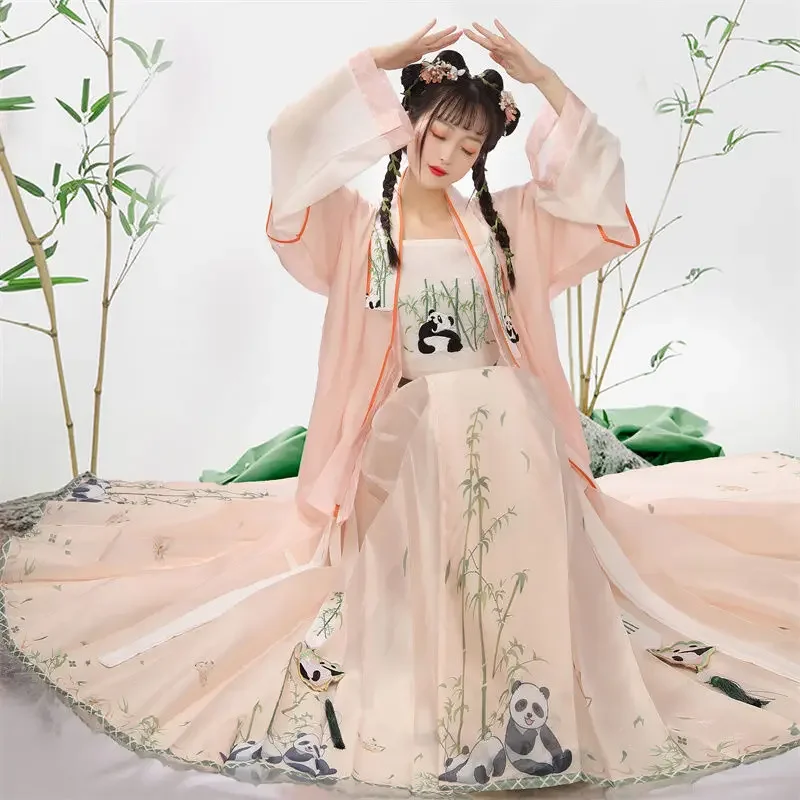 Robe Hanfu traditionnelle chinoise de la dynastie Ming pour femmes, costume de cosplay de princesse élégant, 4 pièces trempées, 3 documents, Krasnobroderie d'automne