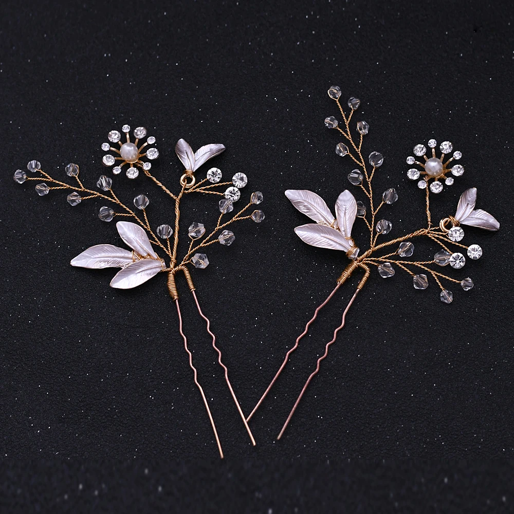 Casamento conjuntos de jóias rosa ouro u forma hairpins & bandana rosa headdress noiva cristal decorações de cabelo para o cabelo feminino nupcial pino