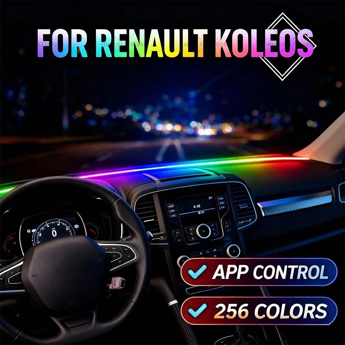 

Для Renault Koleos автомобильная декоративная световая полоса, красочная акриловая звукоизоляционная полоса на переднее лобовое стекло, свет окружающей среды