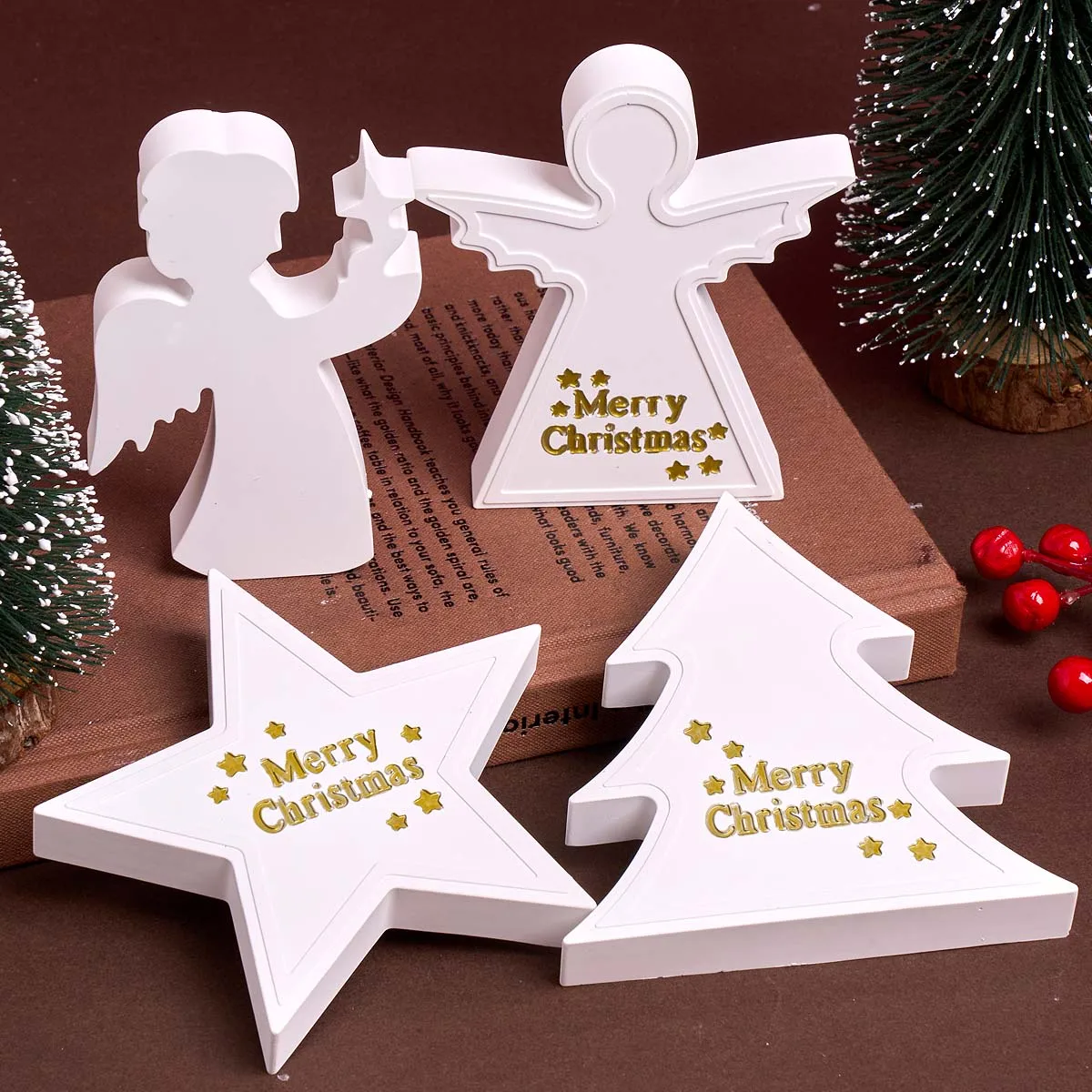 Weihnachtsserie Silikonform DIY handgemachte Weihnachtsbaum Elch Engel Pferd Seife Gips Harz Handwerk Gussformen Home Weihnachtsdeko