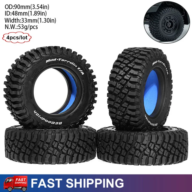

Комплект из 4 резиновых внедорожных шин 1.9 дюйма для радиоуправляемых краулеров 1/10 Traxxas TRX4 TRX6 Axial SCX10 90046 RC4WD 1/12 Meijiaxin D90 D110 Camel Cup