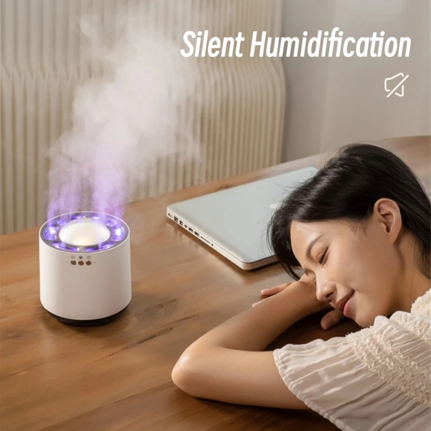 Humidificador de aire USB con función de aromaterapia, generador de niebla pesada de escritorio dinámico con capacidad de 800ML, 6 boquillas atomizadoras, nuevo