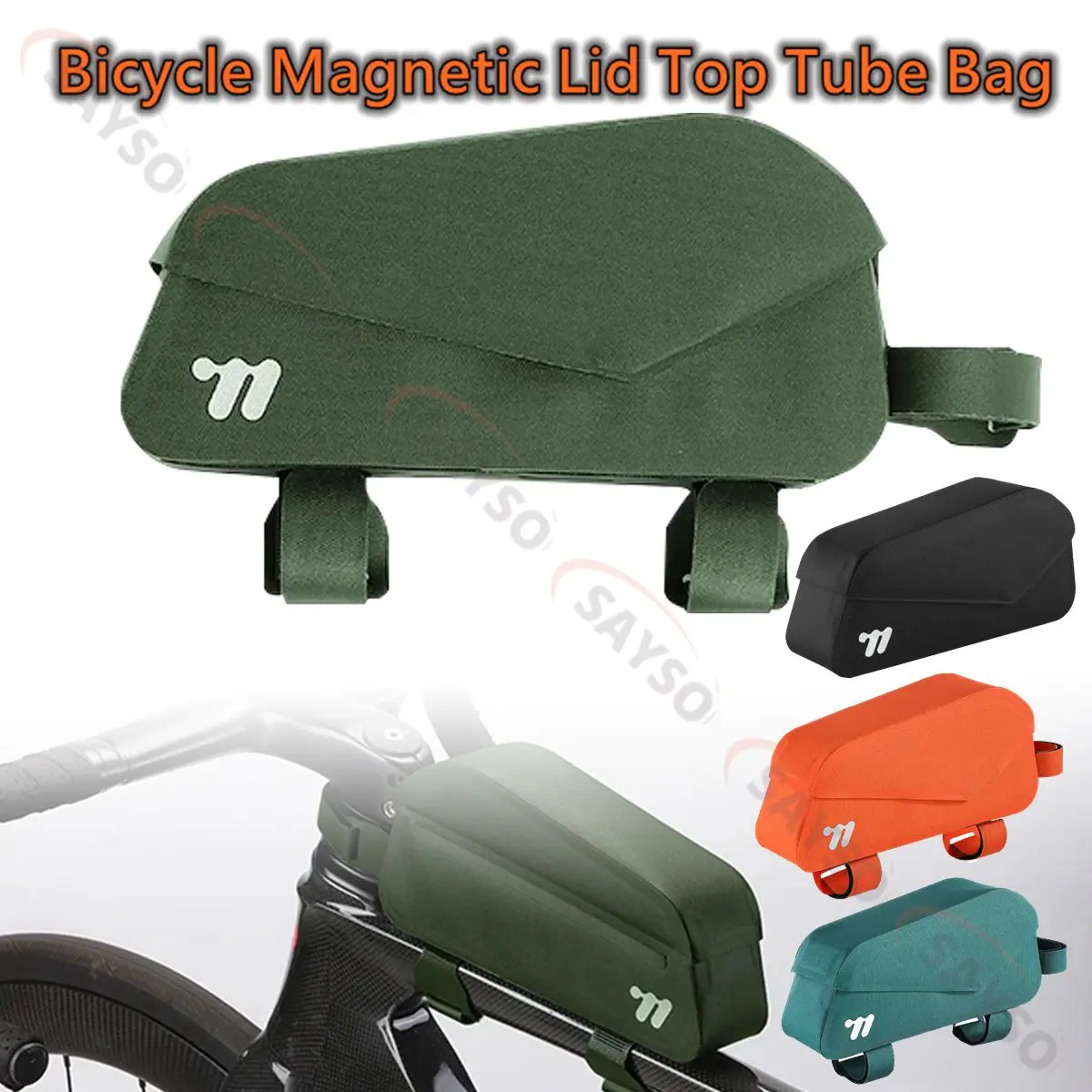 

1PC Bicycle Magnetic Lid Top Tube Bag With Bolts Mounted & Straps MTB Road Bike Waterproof Front Frame Structured Bag