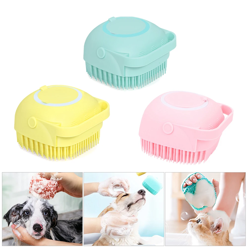 

Soft Silicone Dog Bath Brush Pet Massager Brush Bath Washing Massage Dispenser Shower Brush For Pet Dog Cat Grooming Brush