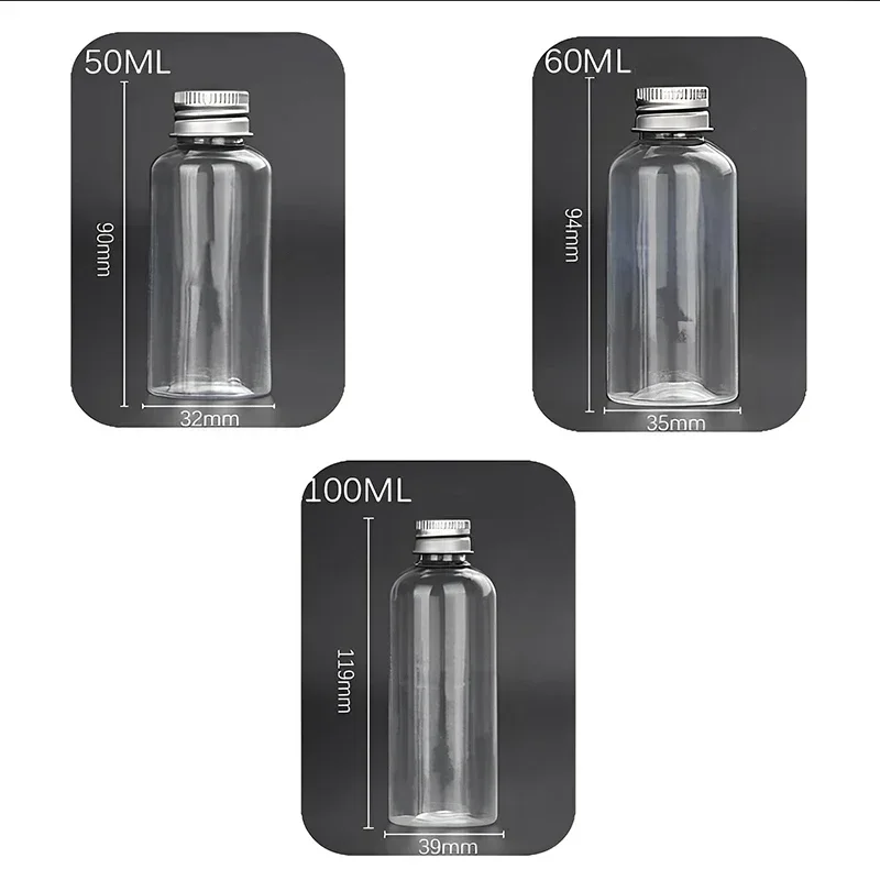 50Pcs 5-100ml Empty Plastic Bottle With Aluminum Screw Lid Refillable Cream Sample Bottle Portable Lotion Container For Travel